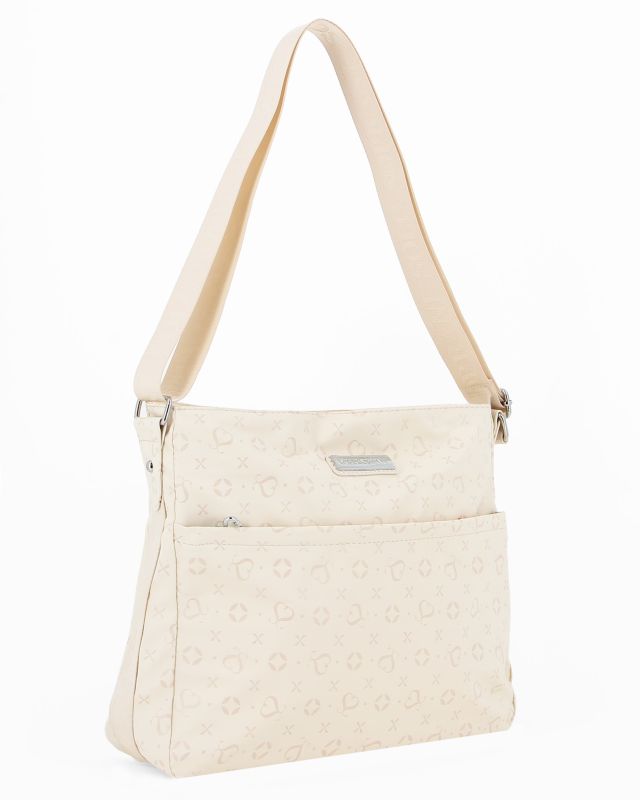 Prodotto: SOLO SOPRANI - Borsa beige con tracolla regolabile e zip frontale orizzontale