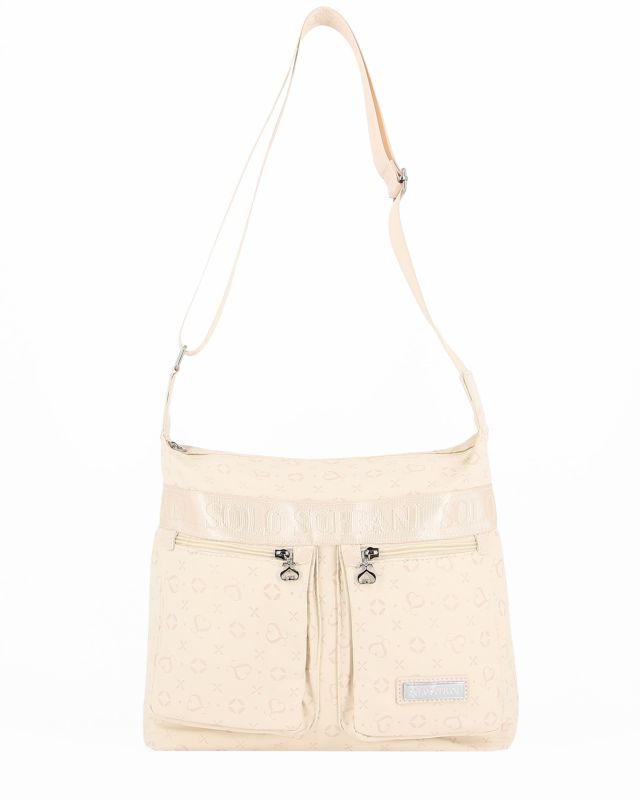 Prodotto: SOLO SOPRANI - Borsa beige con due tasche frontali e tracolla regolabile