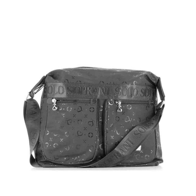 Prodotto: SOLO SOPRANI - Borsa nera con due tasche frontali e tracolla regolabile