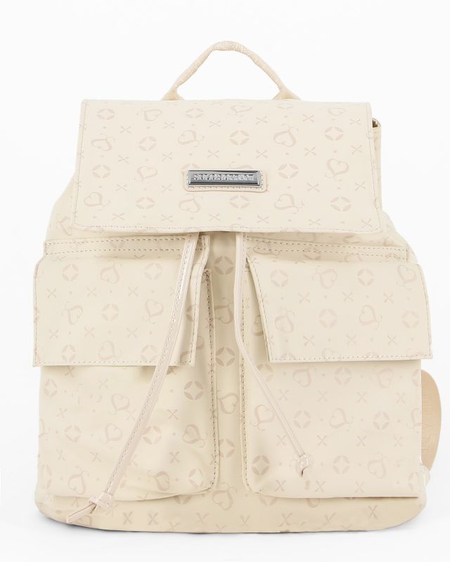 Prodotto: SOLO SOPRANI - Zaino beige con doppia tasca frontale, coulisse e patta