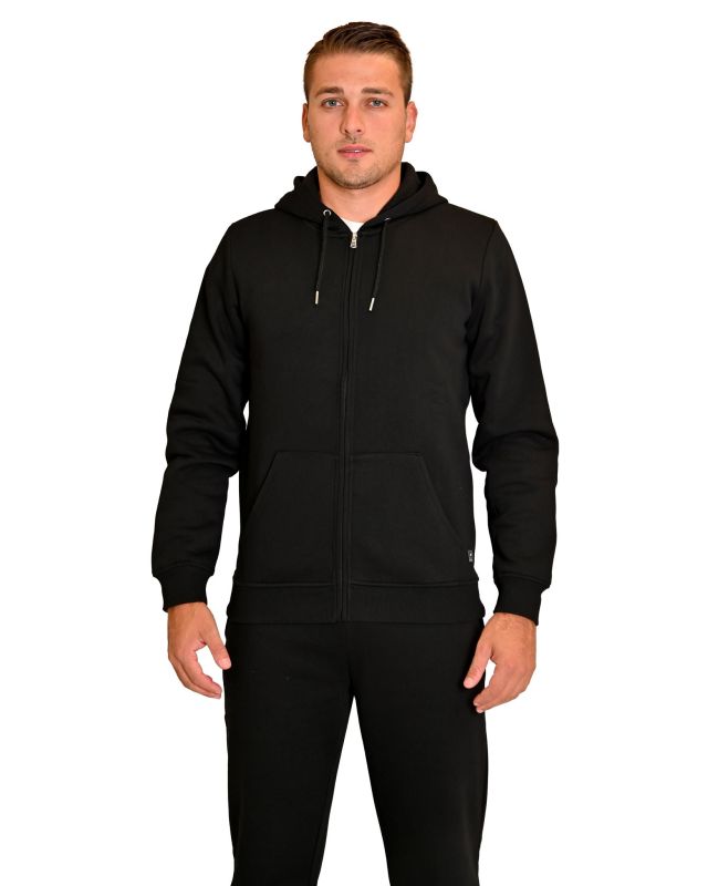 Prodotto: KEY UP - FELPA NERA DA UOMO CON ZIP E CAPPUCCIO