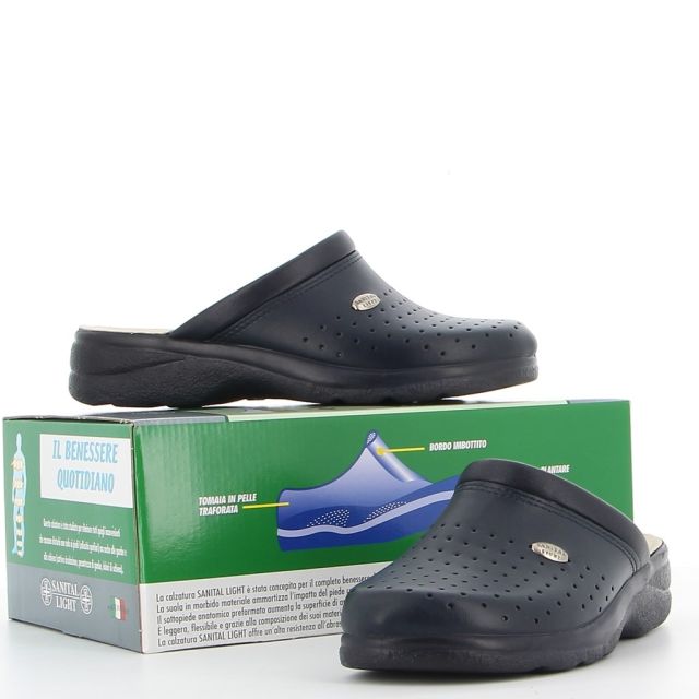 Prodotto: SANITAL LIGHT - Ciabatta sanitaria bianca in VERA PELLE, MADE IN ITALY