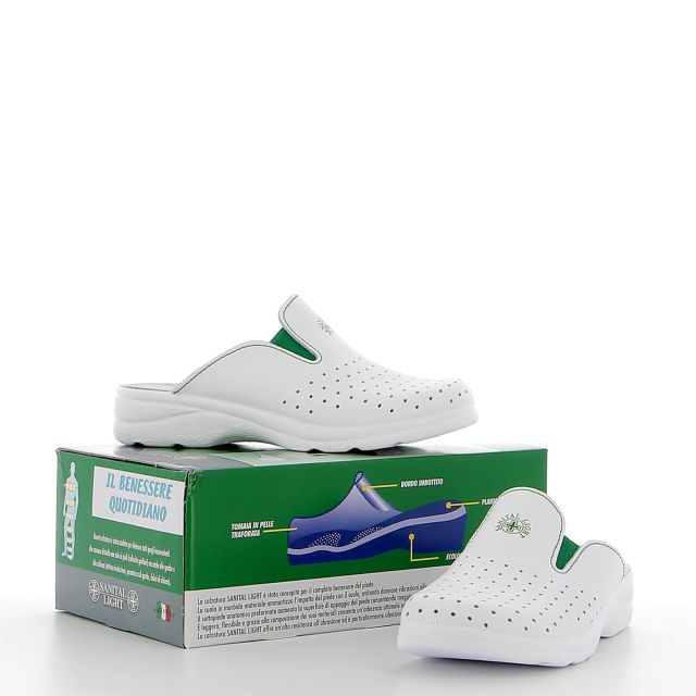 Prodotto: SANITAL LIGHT - Ciabatta sanitaria blu in VERA PELLE, MADE IN ITALY