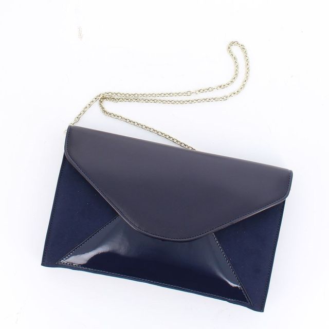 Prodotto: TATOO - Pochette blu multimateriale con patta, MADE IN ITALY