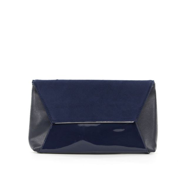 Prodotto: MISS GLOBO- Pochette multimateriale con bordo metallico su patta