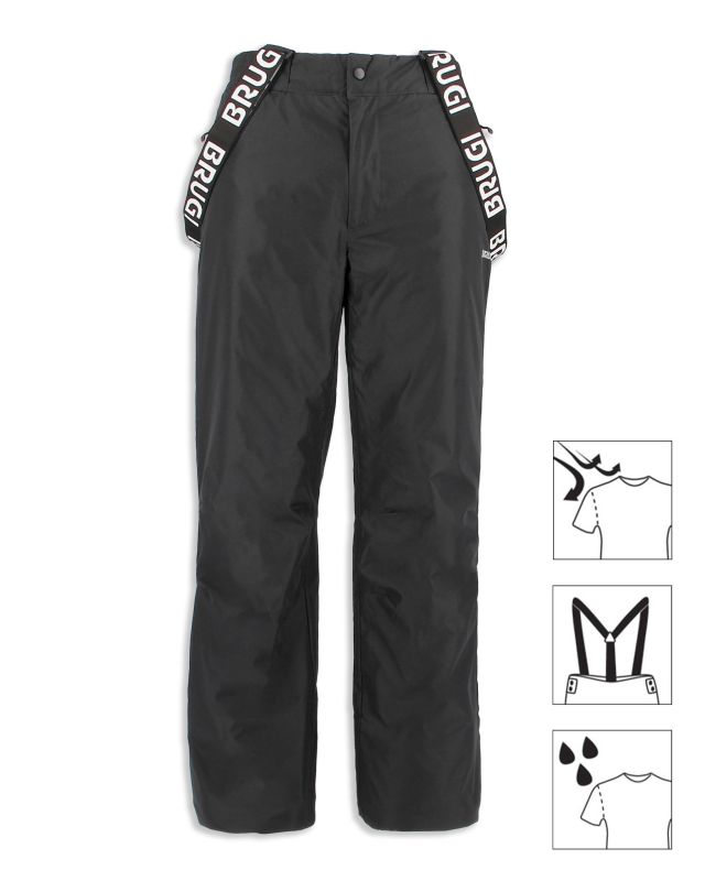 Prodotto: BRUGI - Pantalone da sci nero con bretelle regolabili uomo