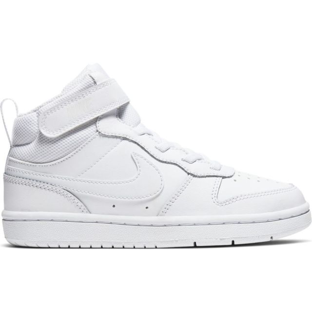 Prodotto: NIKE - Sneaker alta da bambino bianca in VERA PELLE con strappo, numerata 28/35 - COURT BOROUGH MID 2 PS