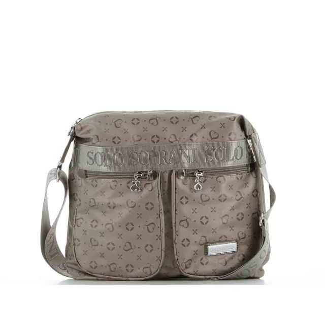 Prodotto: SOLO SOPRANI - Borsa bronzo con due tasche frontali e tracolla regolabile