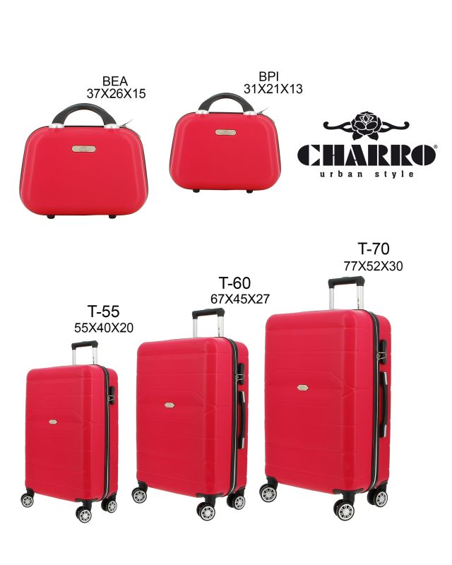 Prodotto: CHARRO - TROLLEY IN ABS A RIGHE ORIZZONTALI CON 4 RUOTE DOPPIE