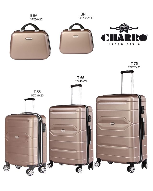 Prodotto: CHARRO- Trolley in ABS a righe orizzontali con 4 ruote doppie