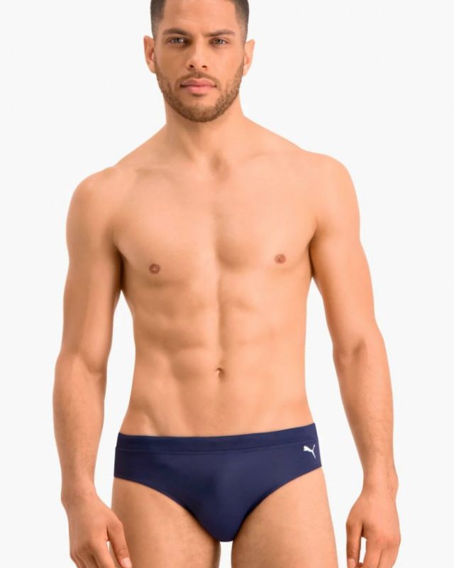 Prodotto: PUMA - Costume slip blu scuro in tessuto elasticizzato con lacci