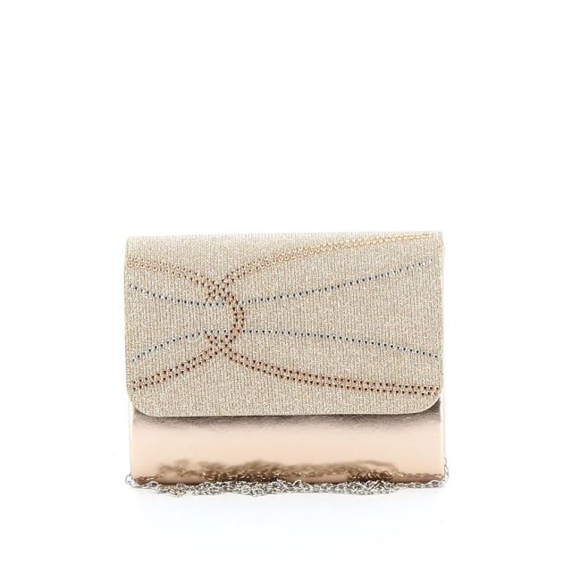 Prodotto: DIVAS- Pochette effetto metallizzato con patta lurex e strass