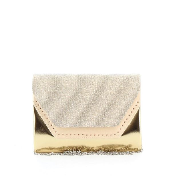 Prodotto: DIVAS- Pochette effetto metalizzato e strass con patta lurex