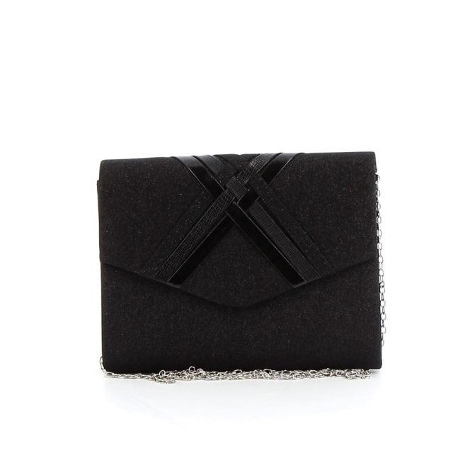 Prodotto: MISS GLOBO - Pochette lurex nera con fasce incrociate sulla patta