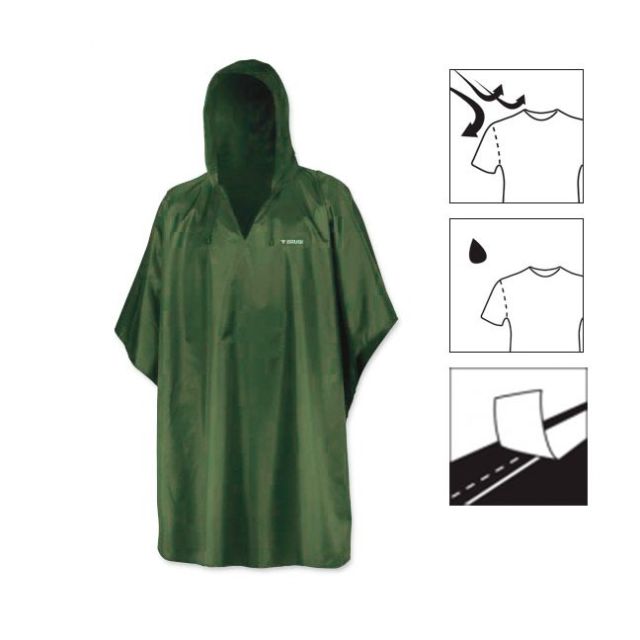 Prodotto: BRUGI - K way poncho verde impermeabile antivento richiudibile con cappuccio
