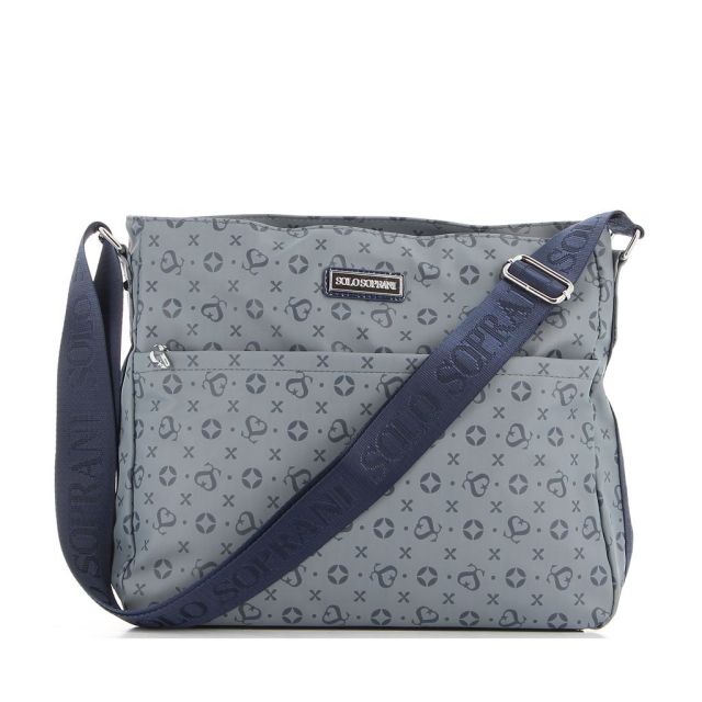 Prodotto: SOLO SOPRANI - Borsa blu con tracolla regolabile e zip frontale orizzontale