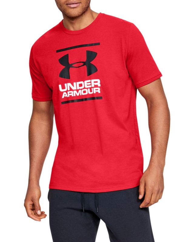 Prodotto: UNDER ARMOR - T shirt da uomo rossa con logo bianco e nero