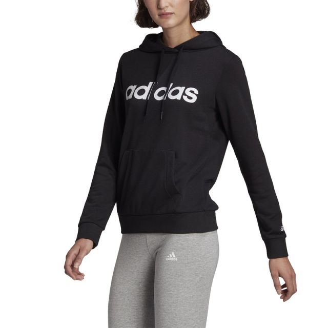 Prodotto: ADIDAS - Felpa nera da donna con cappuccio e logo bianco - GL0635