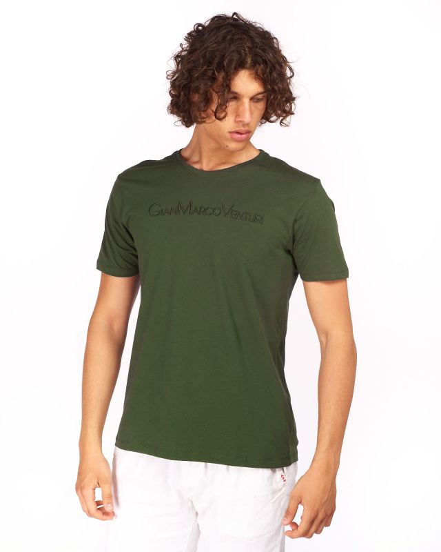 Prodotto: GIANMARCO VENTURI - Tshirt manica corta verde militare da uomo