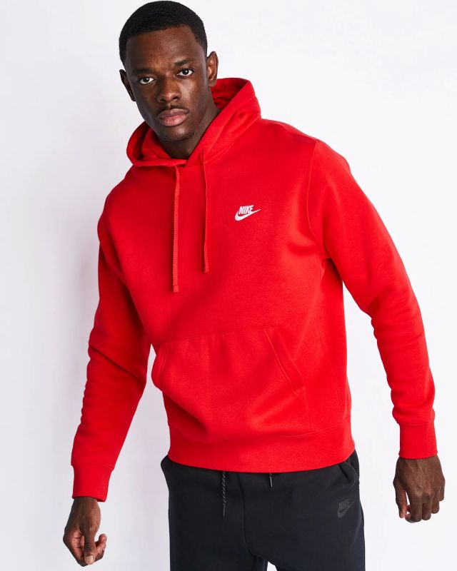 Prodotto: NIKE - Felpa da uomo rossa con logo bianco e cappuccio