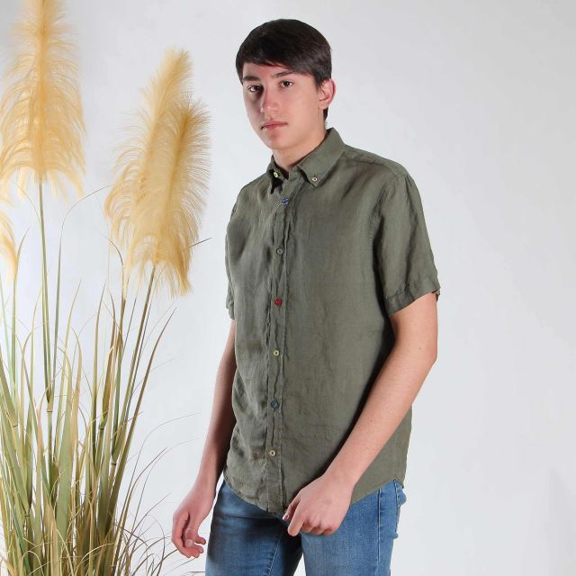 Prodotto: ON SPIRIT - CAMICIA MANICA CORTA LINO BOTTON DOWN