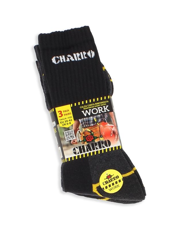 Prodotto: CHARRO - Set 3 paia calzini da lavoro rinforzati neri