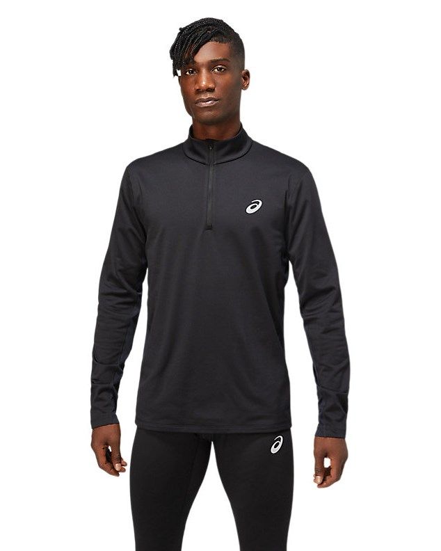 Prodotto: ASICS - Maglia da uomo termica a manica lunga nera con mezza zip frontale