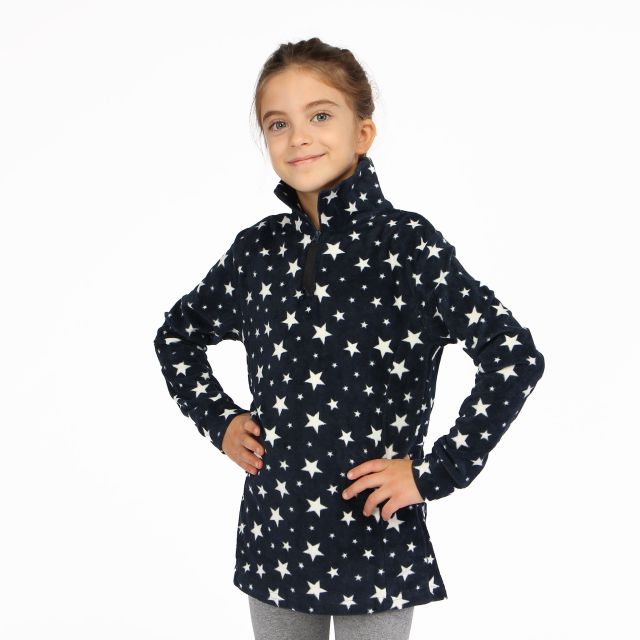 Prodotto: ON SPIRIT - Micropile da bambina blu con fantasia a stelle e mezza zip frontale - GRACE