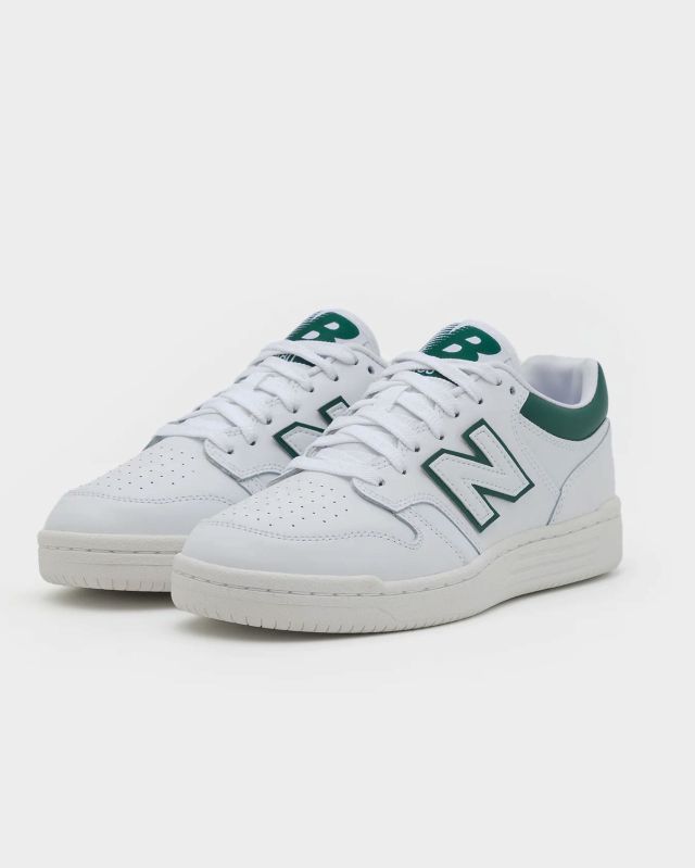 Prodotto: NEW BALANCE - Sneaker da uomo bianche e verdi in VERA PELLE con soletta Ortholite - 480