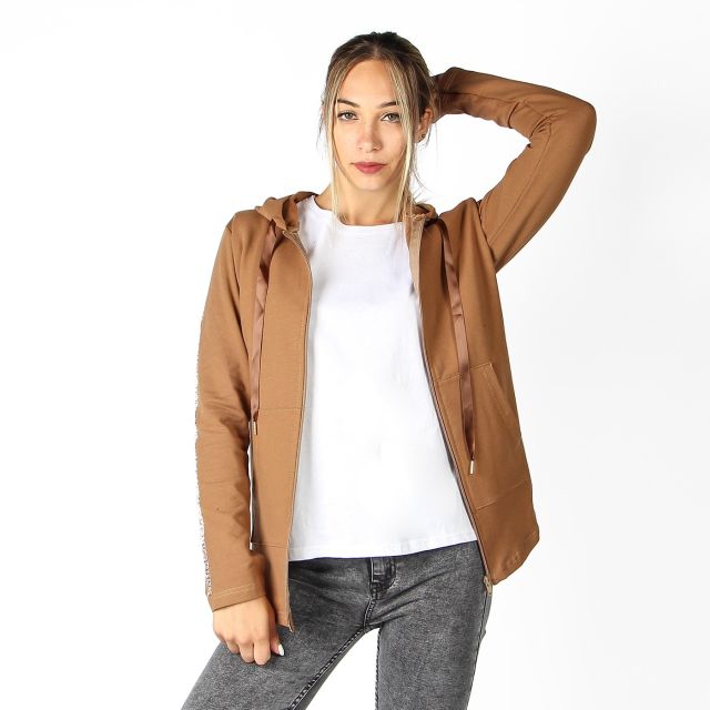 Prodotto: MY JEWELS - FELPA CAMEL CON ZIP E CAPPUCCIO