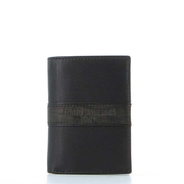 Prodotto: RENATO BALESTRA JEANS - Portafoglio verticale nero in VERA PELLE con ribaltina interna