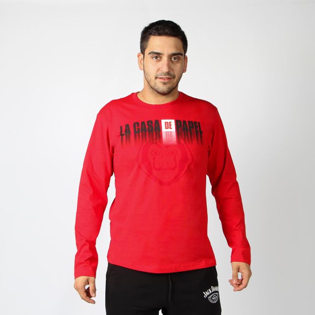 Prodotto: CASA DE PAPEL - UOMO T-SHIRT ROSSA MANICA LUNGA