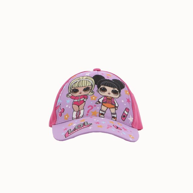 Prodotto: LOL - Cappello baseball bimbo fuxia/viola con disegno frontale e logo su visiera