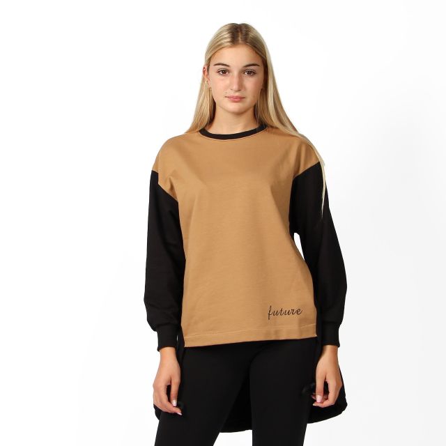 Prodotto: MY JEWELS - MAXI FELPA NERO/BEIGE