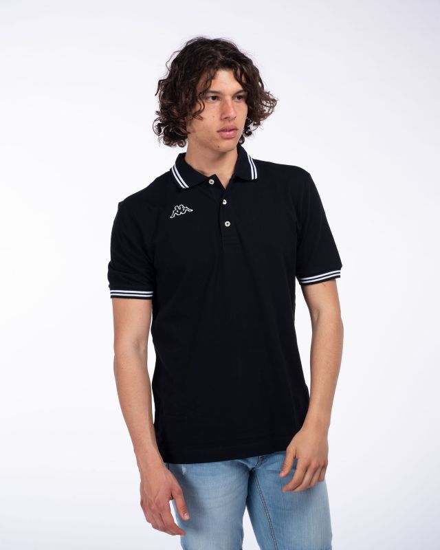 Prodotto: KAPPA - POLO NERA DA UOMO CON BORDINO A CONTRASTO LOGO MALTAX 5