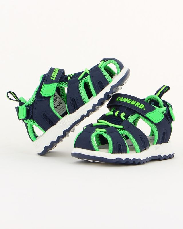Prodotto: CANGURO - Sandalo bimbo blu con inserti verde fluo 20/25