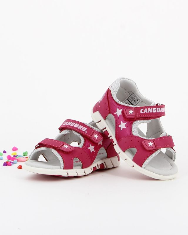 Prodotto: CANGURO - Sandalo da bimba fuxia e bianco con stelle e glitter  20/26
