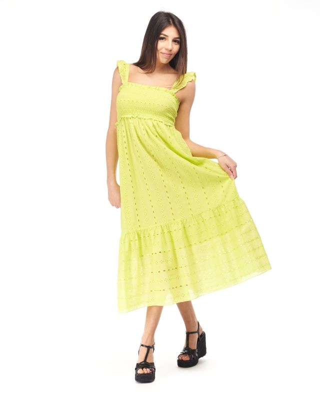 Prodotto: BACHATA - VESTITINO LIME SPALLA LARGA BALZE CON PIZZO