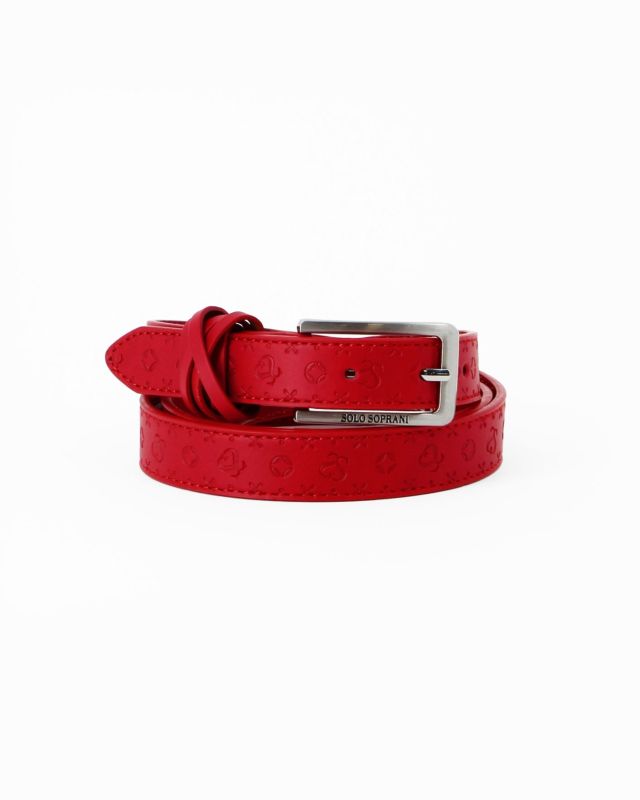 Prodotto: SOLO SOPRANI - Cinta rossa loggata da donna con fodera in VERA PELLE