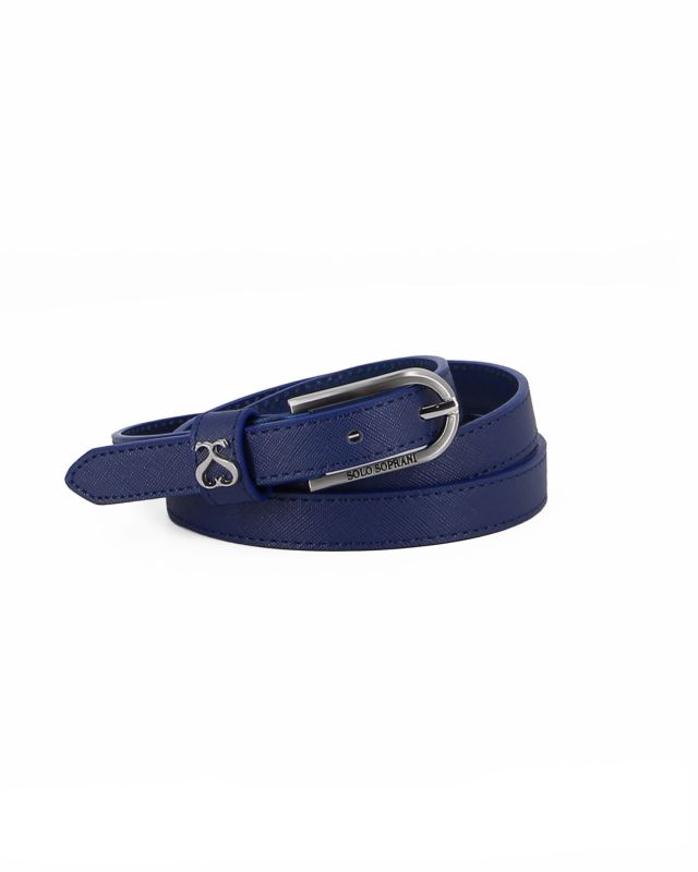 Prodotto: SOLO SOPRANI - Cinta blu da donna con fodera in VERA PELLE