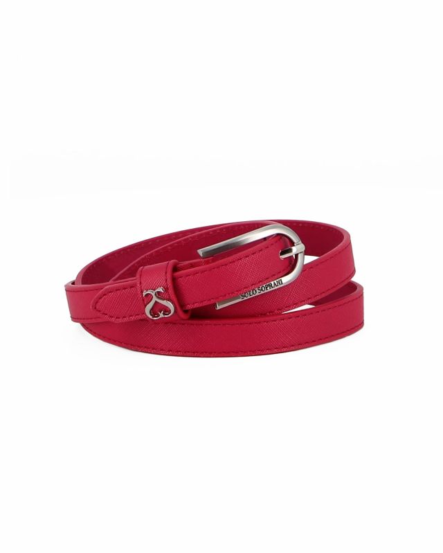 Prodotto: SOLO SOPRANI - Cinta rossa da donna con fodera in VERA PELLE