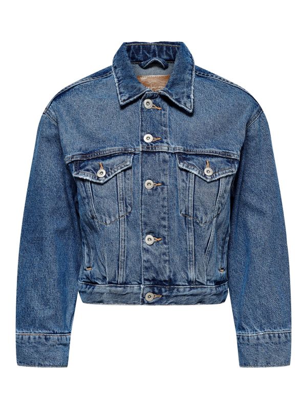 Prodotto: NEON & NYLON by Only - GIUBBINO JEANS CROPPED, TASCHE FRONTALI CON PATTA