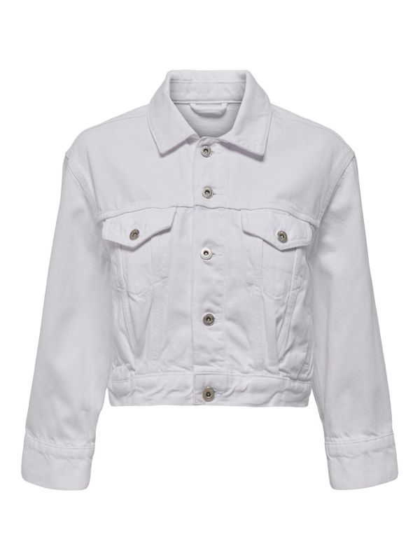 Prodotto: NEON & NYLON by Only - GIUBBINO CROPPED DENIM BIANCO, TASCHE CON PATTA