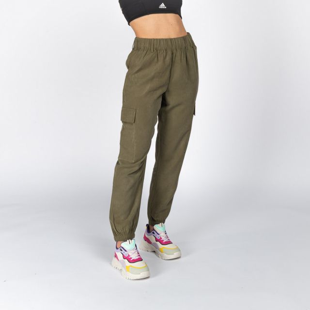 Prodotto: JACQUELINE de YONG - PANTALONE CARGO VERDE DA DONNA CON VITA ELASTICIZZATA