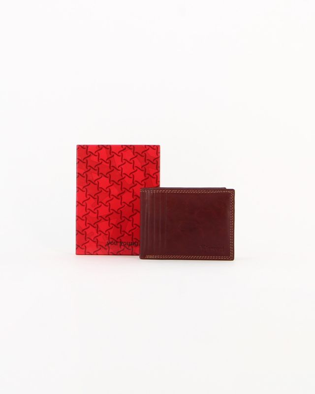 Prodotto: Portafoglio uomo cognac in VERA PELLE, con portaspicci e doppio scomparto banconote -You Young Coveri