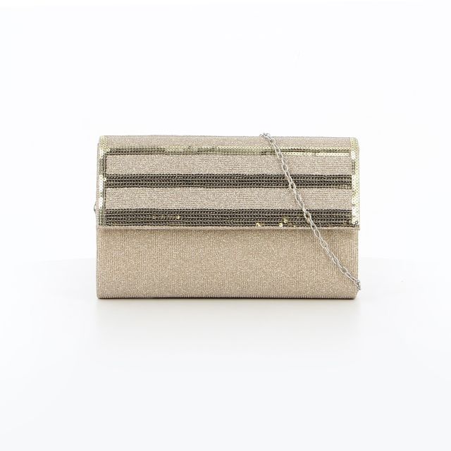 Prodotto: MISS GLOBO - Pochette oro glitterata con strass sulla patta