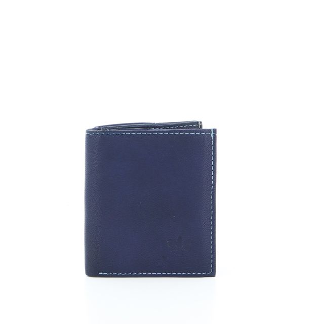 Prodotto: EMPORIO - Portafoglio blu in VERA PELLE con scomparto banconote e tasca posteriore portaspicci