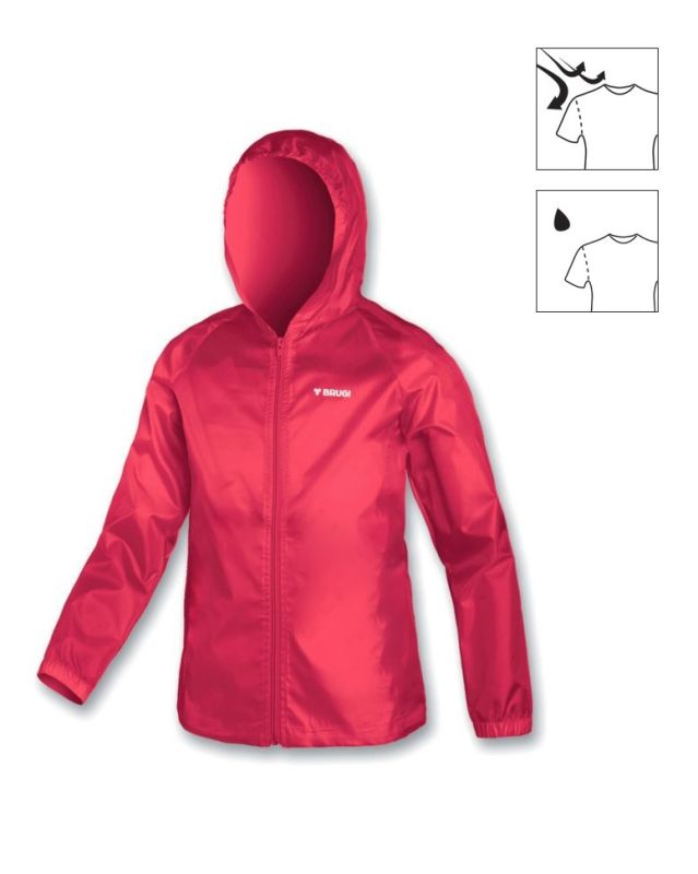 Prodotto: BRUGI - K way da bambina richiudibile rosa impemeabile e antivento con zip frontale