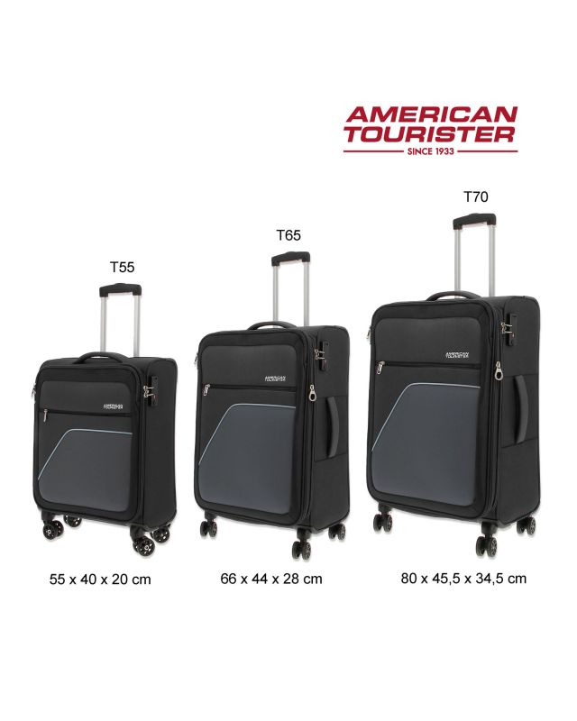 Prodotto: AMERICAN TOURISTER - TROLLEY NERO IN TESSUTO ESPANDIBILE CON LUCCHETTO TSA