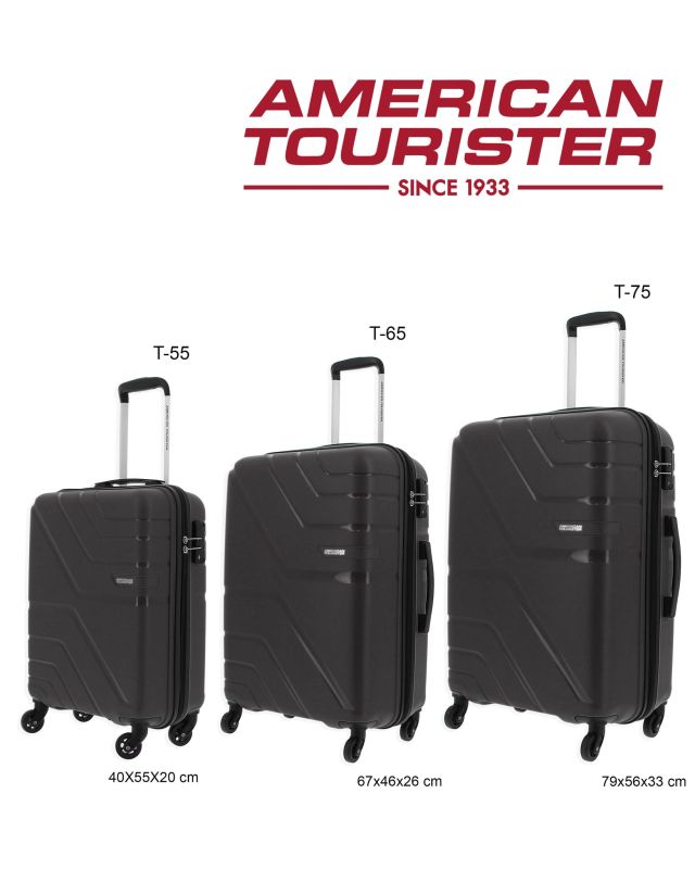 Prodotto: AMERICAN TOURISTER - TROLLEY IN PROPILENE NERO 4 RUOTE CON COMBINAZIONE TSA